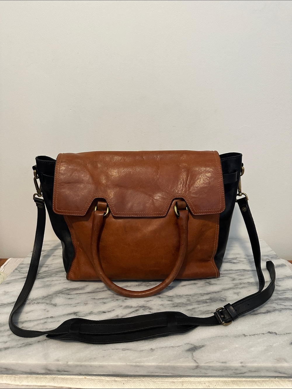 Madewell Dalloway tote black/ brown crossbody adjustable strap